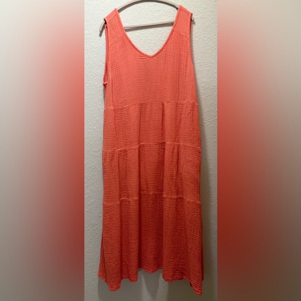 Coral Sleeveless Maxi Dress, Size XXL